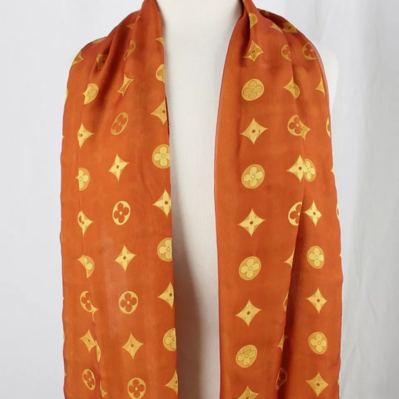 AUTHENTIC LOUIS VUITTON PUMPKIN ORANGE/YELLOW SCAR - Picture 4 of 9